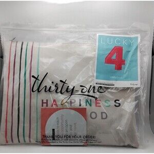 Thirty One Hello Happy Canvas Sipper Bag And Multi Pocket Folder